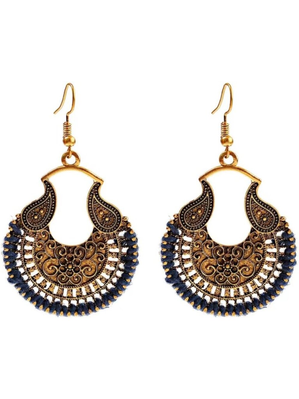 Trendy Handmade Silver Gold Boho Dangle Earrings | Vintage Long Drop Jewelry